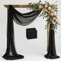 Arco de Casamento Wokceer com Tecido Drapeado - 6 Painéis, 8,2 x 6m (Preto)