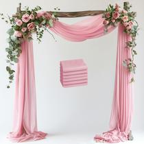 Arco de Casamento Wokceer com Tecido Drapeado - 6 Painéis, 8,2 x 6m, Rosa Blush