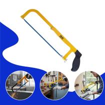 Arco de serra 300mm com estrutura reforçada, garantindo corte preciso e eficiente em metais e plásticos.