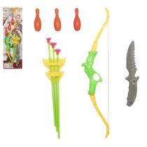 Arco e flecha com 3 ventosas + 3 pinos e faca alvo colors na cartela - 123 UTIL