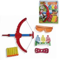 Arco e Flecha Infantil Fixo Projeteis Alvo e Óculos JR0803