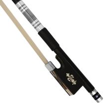 Arco Fibra Carbono Preto P/ Violino 4/4 Ébano, Flor Lis, G Arco Fibra Carbono Preto P/ Violino 4/4 Ébano, Flor Lis, G