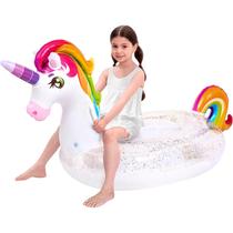Arco-íris inflável para crianças Pool Float JOYIN Unicorn com brilhos Arco-íris inflável para crianças Pool Float JOYIN Unicorn com brilhos