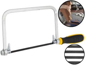 Arco Para Serra Tico Tico Aço Carbono Cabo Emborrachado 7 Polegadas Madeira Artesanato + 5 Lâminas