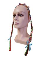 Arco Tiara Com Tranças Coloridas Laço Nas Pontas Infantil