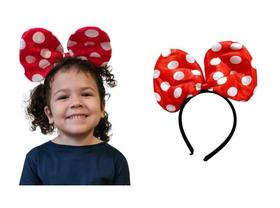 Arco Tiara Minnie Cetim Infantil p/ Festa, Fantasia e Cosplay