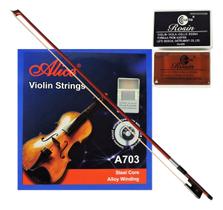 Arco Violino 4/4 Barth Crina Animal+ Cordas Alice A703+ Breu Nt Madeira