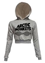 Arctic Monkeys - Cropped Moletom Cinza Mescla Com Capuz Arctic Monkeys - Cropped Moletom Cinza Mescla Com Capuz