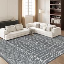 Area Rug Art&Tuft 229x305cm Cinza marroquino 9x12 Lavar à máquina