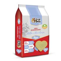 Areia Biodegradável de Milho e Mandioca Fina Great Pets 2kg