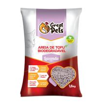 Areia Biodegradável Tofu Lavanda Great Pets Gatos - 1,6 Kg