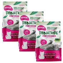 Areia De Mandioca Para Gatos Performance 4kg Kit 3Un