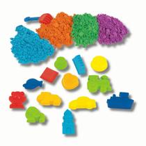 Areia de Modelar Colorida 600g com Acessórios Educativos Infantil Não Tóxica com Moldes Presente