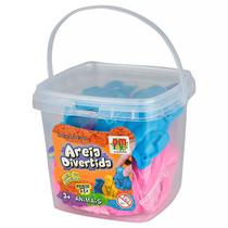 Areia Divertida de Modelar Baldinho Animais Moldes 3D Sortido DMT6646 - DM Toys
