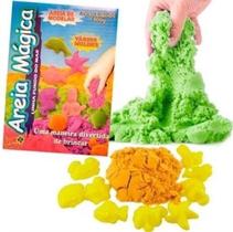 Areia Divertida Mágica Modelar Cinética com 8 Moldes Fundo Mar 300g