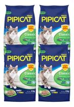 Areia Granulado Classic Pipicat 4Kg Kit Com 4 Para Gatos