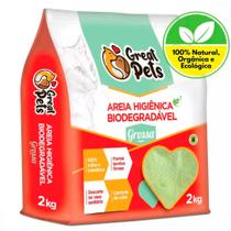 Areia Higiênica Great Pets Biodegradável Milho e Mandioca Grossa 2 kg