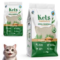 Areia Higiênica Mandioca Kets 1kg Biodegradavel Grão Fino