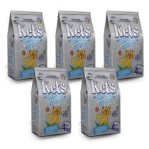 Areia Higiênica Natural Kets Talco para Gatos 4kg Kit c/5 pacotes