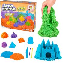 Areia Mágia De Modelar Brinquedo Massa + Moldes Castelo 300g - Dm Toys