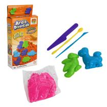 Areia Mágica 150g com 2 Moldes Dinossauro - Tudo em Caixa Areia Mágica 150g com 2 Moldes Dinossauro - Tudo em Caixa