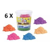 Areia Mágica Cinética 200g Art Kids Kit Com 6 Unidades