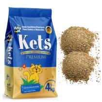 Areia para Gato Higienica Premiun Kets 4kg Granulados Natural