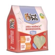 Areia Para Gatos Biodegradavel Mandioca Milho Fina Grossa 2kg - GREAT PETS