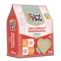 Areia Para Gatos Biodegradavel Mandioca Milho Fina Grossa 2kg