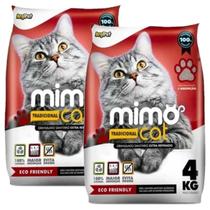 Areia Para Gatos Mimo Cat Tradicional 4kg Kit 2un