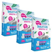 Areia Para Gatos Sensitive biodegradavel 4kg Kit 3Un