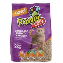Areia Sanitária Higiênica Granulado de Madeira Powercats 2kg para Gatos - Power Pets