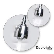 Arejador Bico para Torneira Gourmet 3/4" Duplo Jato Chuveirinho Botão Cromado ABS
