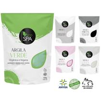 ARGILA KIT 5 CORES, verde, branca, rosa, preta e cinza SKIN CARE 500g.