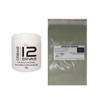 Argila Pura Verde 500g e Creme 12 Ervas Diminui Medidas Argila Pura Verde 500g e Creme 12 Ervas Diminui Medidas