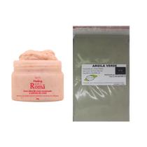 Argila Pura Verde 500g e Creme Facial Peeling Romã