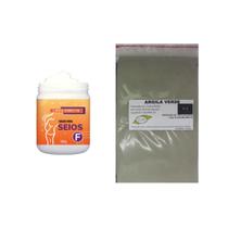 Argila Pura Verde 500g e Creme Firma Seios Raffermine