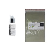 Argila Pura Verde 500g e Sérum Facial Ác. Hialurônico Vita E