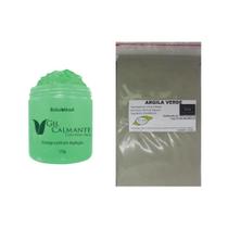 Argila Verde 500g e Gel Calmante Pós Depilação Aloe Vera