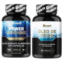Arginina Pura 120 Caps + Omega 3 75 Caps Growth Supplements