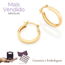 Argola 520901 Rommanel Linda Elegante Banhada Ouro 18k Dourada Feminina