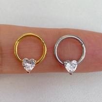 Argola aço circular heart clicker dourada com zircônia Argola aço circular heart clicker dourada com zircônia
