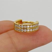 ARGOLA AÇO CONCH DUPLO CRYSTAL CLICKER - 1,3mm - Dourado com Zircônias ARGOLA AÇO CONCH DUPLO CRYSTAL CLICKER - 1,3mm - Dourado com Zircônias