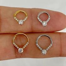 Argola aço daith gota clicker dourada com zircônias cristal