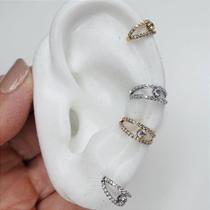 ARGOLA AÇO DOUBLE CRISTAL LUX CLICKER - Dourado com PVD