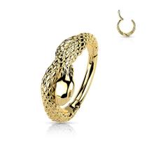 Argola aço snake head clicker - dourada - 1,2mm
