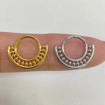 Argola aço wheels clicker dourada com fecho clicker