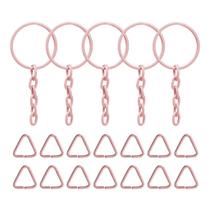 Argola Chaveiro 23mm Artesanato + Corrente Triangulo Rosa Bebe Cores 200 Peças