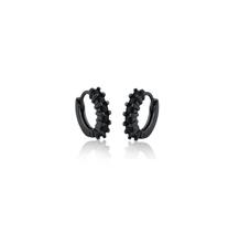 Argola com cravação frontal banhada a ródio negro - semijoia Argola com cravação frontal banhada a ródio negro - semijoia