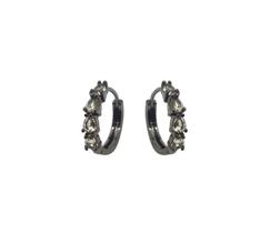 Argola com cravação frontal topázio imperial banhado a ródio negro - joia de moda Argola com cravação frontal topázio imperial banhado a ródio negro - joia de moda